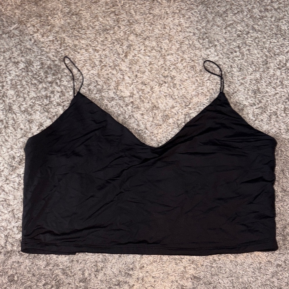 Garage Black V-Neck Cropped Spaghetti-Strap Camisole